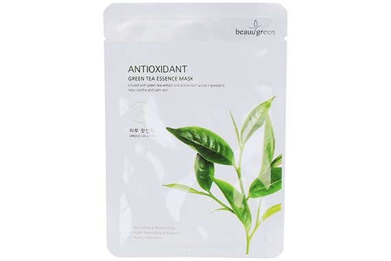 Маска c экстрактом зеленого чая - Beauugreen Antioxidant Green Tea Essence Mask