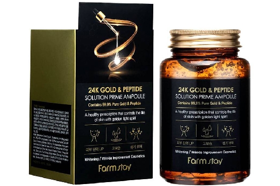 Ампульная сыворотка 24K золото и пептиды -  FarmStay 24K Gold & Peptide Solution Prime Ampoule