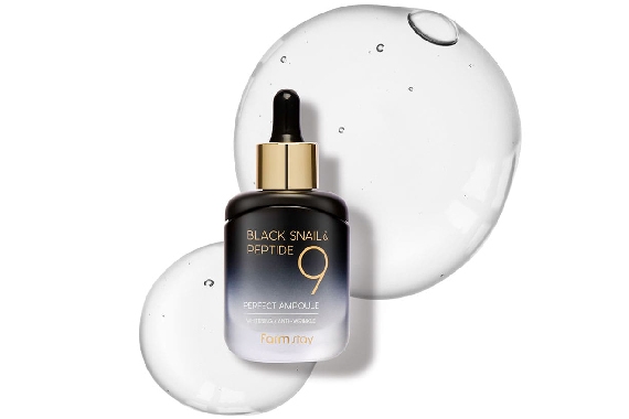 Омолаживающая сыворотка черная улитка и пептиды - Farmstay Black Snail & Peptide 9 Perfect Ampoule