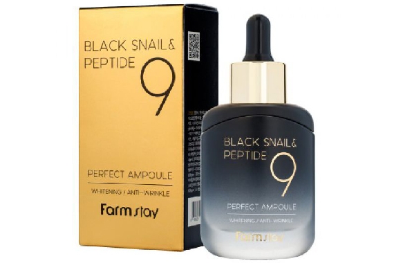 Омолаживающая сыворотка черная улитка и пептиды - Farmstay Black Snail & Peptide 9 Perfect Ampoule