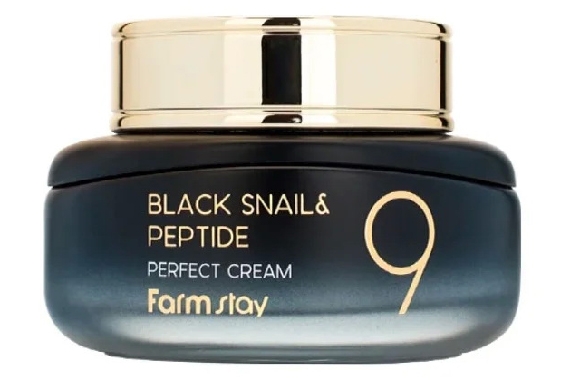 Крем с муцином черной улитки и пептидами - FarmStay Black Snail & Peptide 9 Perfect Cream