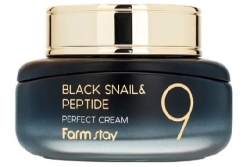 Крем с муцином черной улитки и пептидами - FarmStay Black Snail & Peptide 9 Perfect Cream