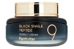 Крем с муцином черной улитки и пептидами - FarmStay Black Snail & Peptide 9 Perfect Cream